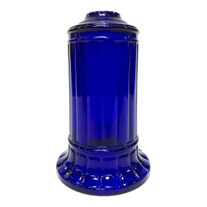 Vianne Art Deco Ripped Cylinder Cobalt Art Glass Light Up Lamp Base