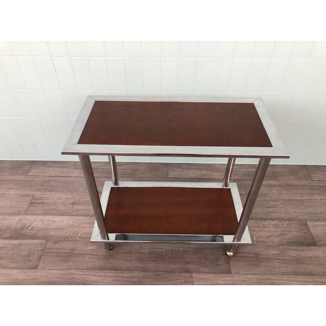 Chromed Steel & Wood Trolley, Italy, 1970s For Sale - Image 14 of 14