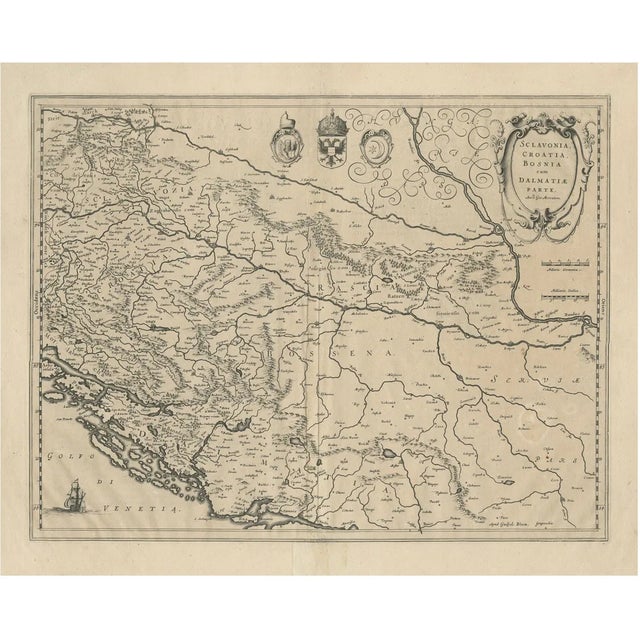 Antique Map of Slavonia by Janssonius, 1640 For Sale