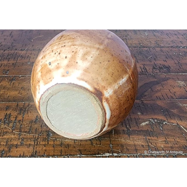 Ceramic Tapered Neck Mid-Century Modernist Speckled Earth Tone Stoneware Vase, C1950s For Sale - Image 7 of 8