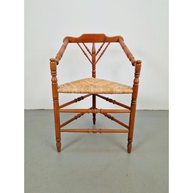 Dutch Bobbin and Rush Corner Chair, 1950s For Sale - Image 3 of 9