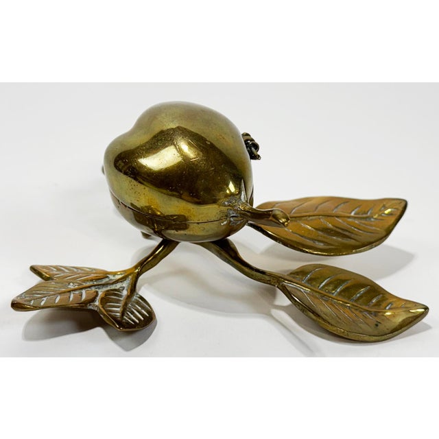 Mid 20th Century Vintage Brass Fruit Treasure Box or Ashtray For Sale - Image 5 of 8