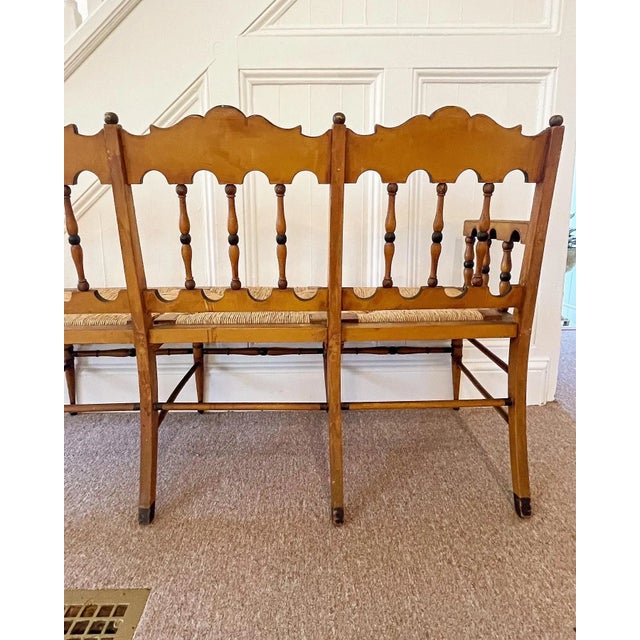 Late 19th Century American Painted Rush Seat Bench For Sale - Image 10 of 10