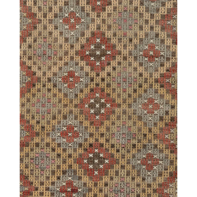 1940s Vintage Turkish Jajim Flatweave Area Rug 5ft 2in X 9ft 7in For Sale - Image 5 of 10
