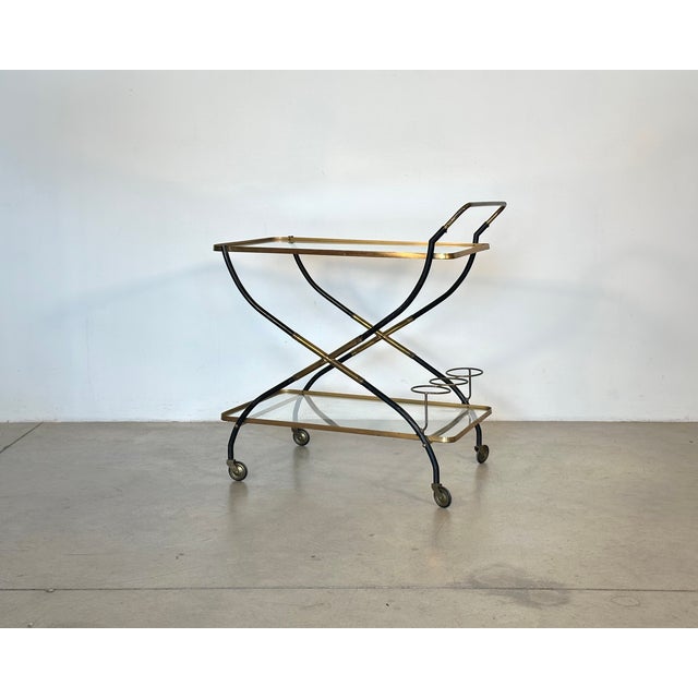 Brass and Glass Bar Trolley, 1960s For Sale - Image 16 of 17
