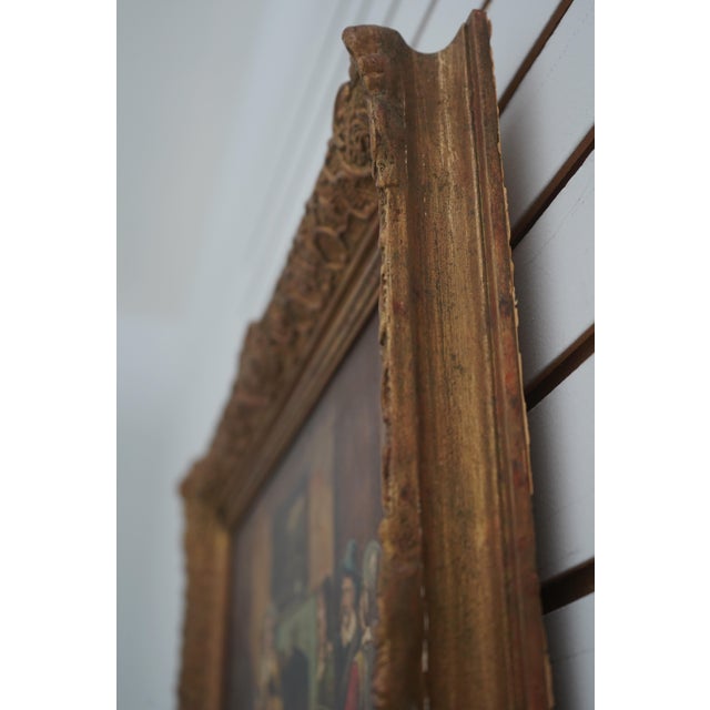 J. Cotton Oil on Canvas Painting of Noblemen by Fireplace - Signed For Sale - Image 10 of 11