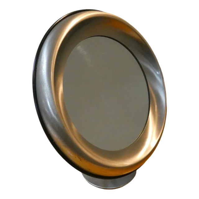 Table Mirror in Satin Steel by Gaetano Missaglia, 1960s For Sale