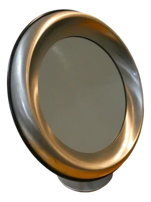 Table Mirror in Satin Steel by Gaetano Missaglia, 1960s