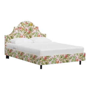 Red from Scalamandre crafted by Cloth & Company Geneva Full Platform Bed, Pink Tropical Flora