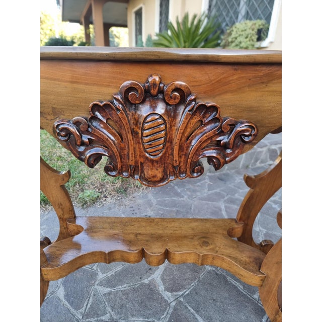 Brown Tuscan Charles X Walnut Console Table, 1850s For Sale - Image 8 of 9