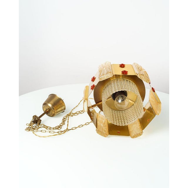 Aladdin Lamp in Glass Blocks and Brass Elements from Vitrika, 1960s For Sale - Image 9 of 12