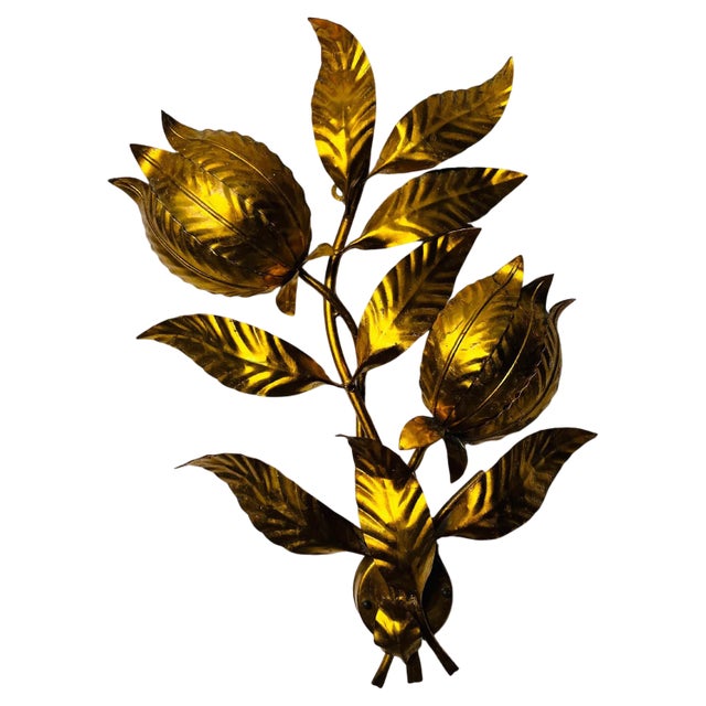 Florentine Flower Shape Wall Lamp attributed to Hans Kögl, Germany, 1950s For Sale