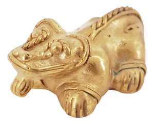 Colombian Taïrona Tumbaga Statuette of Caiman in the Llanos