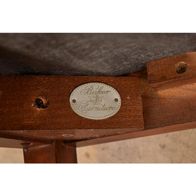 Baker Furniture Modern Regency Cherry Wood Upholstered Armchairs, Pair For Sale - Image 10 of 12