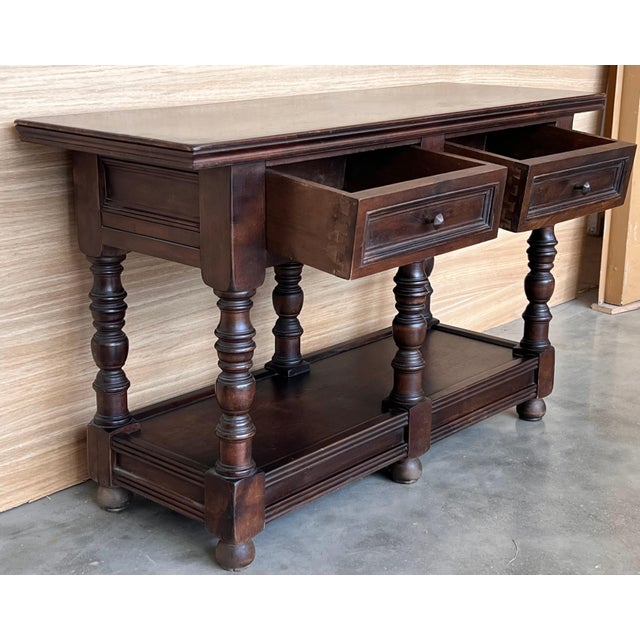 Early 20th Century Early 20th Spanish Large Side Table with two drawers or Large Nightstands For Sale - Image 5 of 18
