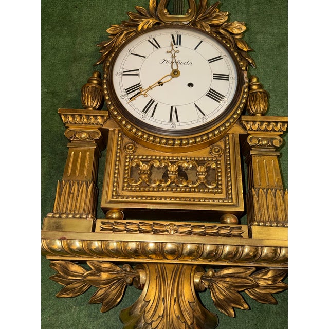 Large Swedish Gustavian Cartel Wall Clock For Sale - Image 10 of 12