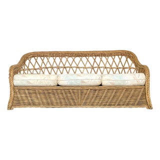 Vintage Braided Rattan 3 Seat Sofa For Sale