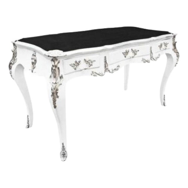 Large Baroque Louis XV Style Desk, 3 Drawers, Bronze For Sale