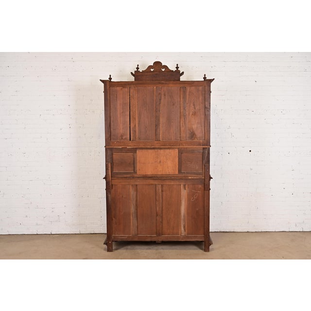 Antique French Renaissance Monumental Ornate Carved Oak Sideboard or Bar Cabinet, Circa 1890s For Sale - Image 12 of 13