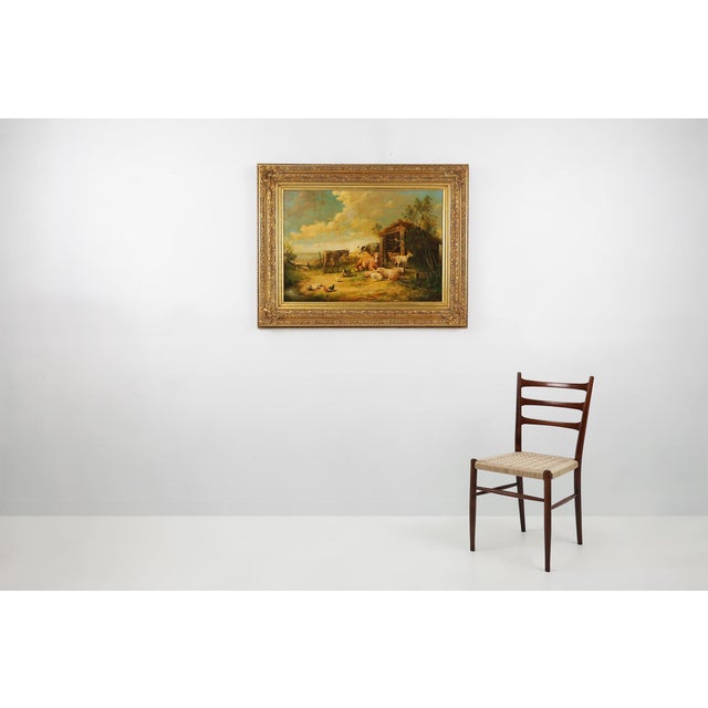 A Large Baroque painting with wooden gilded frame, Belgium ca. 1960. Signed in the right corner. Beautiful painting of a...