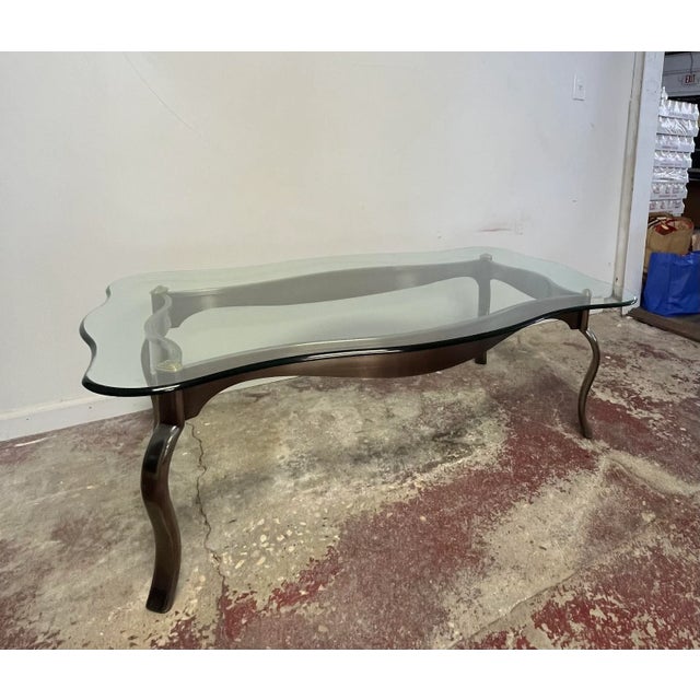 Postmodern Steel and Brass Coffee Table For Sale In New York - Image 6 of 7