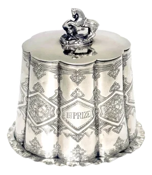 Early English Victorian 1st Prize Equestrian Silverplated Figural Trophy Box