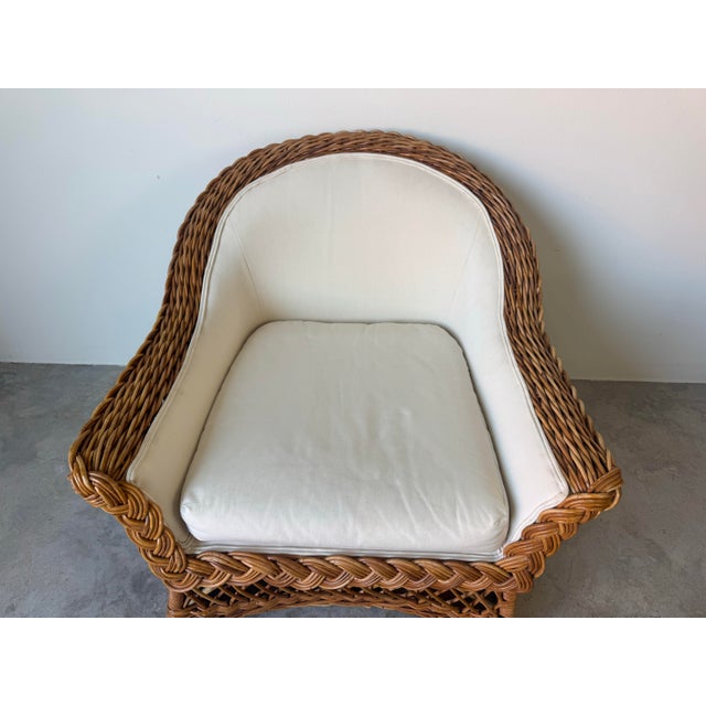 Vintage Coastal Organic Bielecky Brothers–Style Braided Rattan Lounge Chairs For Sale - Image 4 of 12