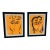 Peter Keil Original Orange Abstract Portrait Paintings - a Pair For Sale