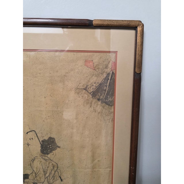 Late 20th Century Tang Dynasty Wall Painting Replica - Polo Rider, Classic Piece With Aged Paper and Handcrafted Wooden Frame" For Sale - Image 9 of 12