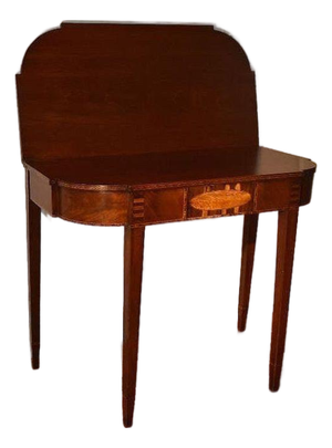 Antique American Inlaid Mahogany Hepplewhite Folding Top Games Table