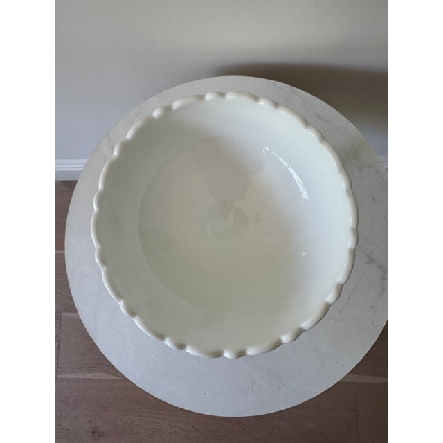 Vintage Milk Glass Pedestal Compote With Embossed Rose and Fruit Relief, C. 1950s–60s For Sale - Image 4 of 7