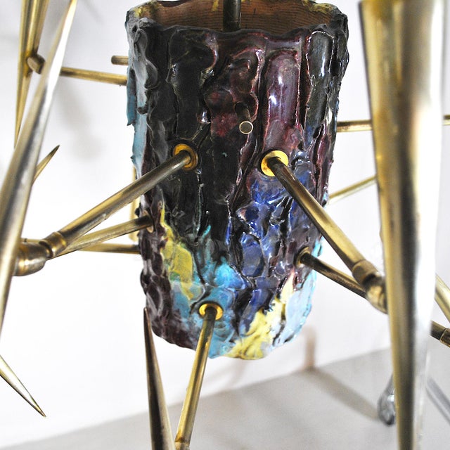 Blue Chandelier Sculpture with Adjustable Diffuser by Leonardi Leoncillo for Lumi, 1952 For Sale - Image 8 of 18