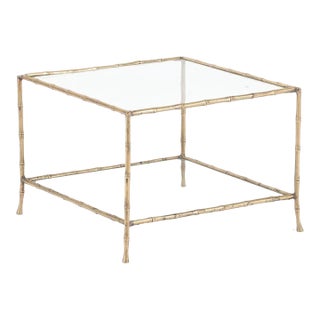 Bronze and Glass Faux Bamboo Manner Baguès Coffee Table For Sale
