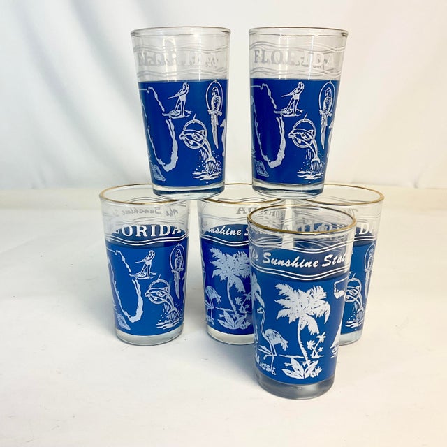 American 1970s Vintage Palm Beach Coastal Chic Florida Whiskey Glasses - Set of 6. For Sale - Image 3 of 8