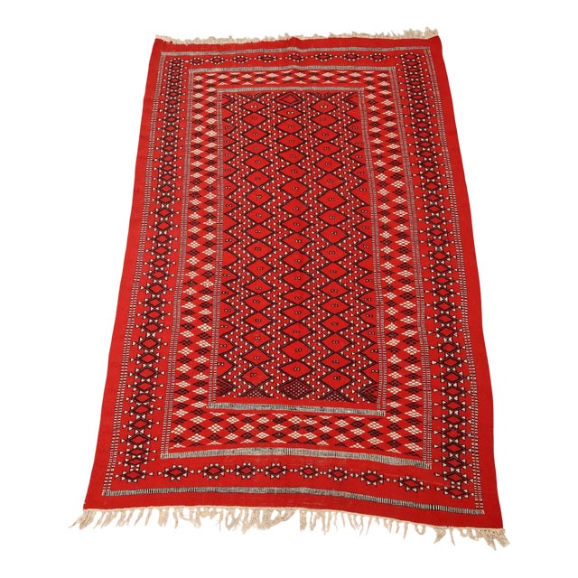Kilim Rug in Cotton and Wool, Morocco For Sale