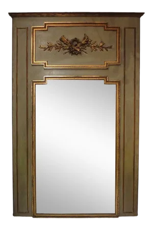 19th Century French Louis XVI Style Painted and Parcel Giltwood Trumeau
