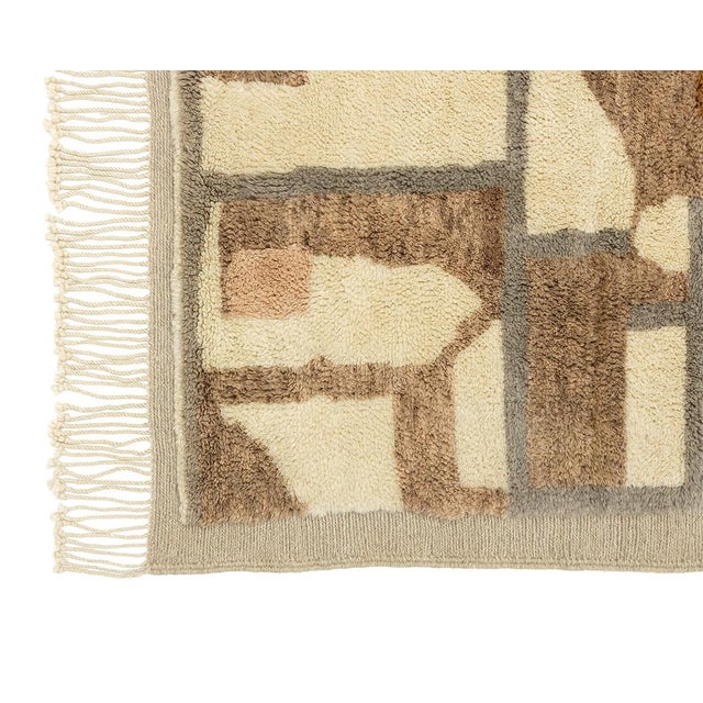 Taupe Oversize Hand-Knotted Moroccan Wool Rug | 13'9" X 10' | One of a Kind For Sale - Image 8 of 8
