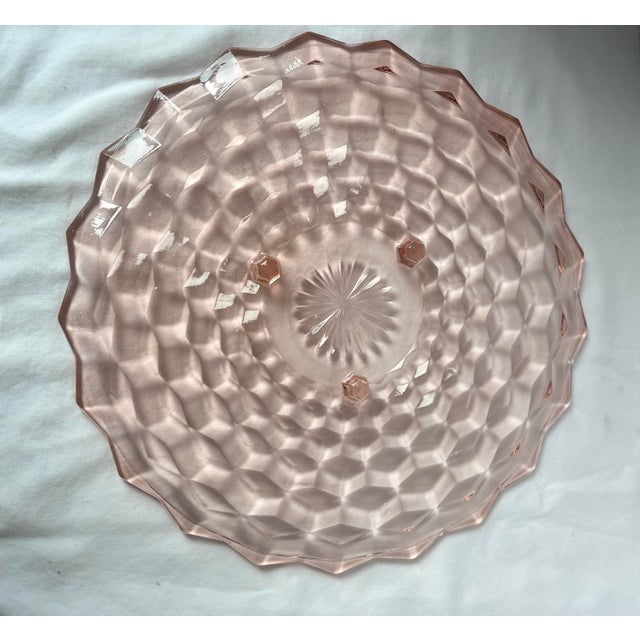 Indiana Glass Company Vintage Whitehall Pink 1960s Glass Footed Cake Plate For Sale - Image 4 of 7