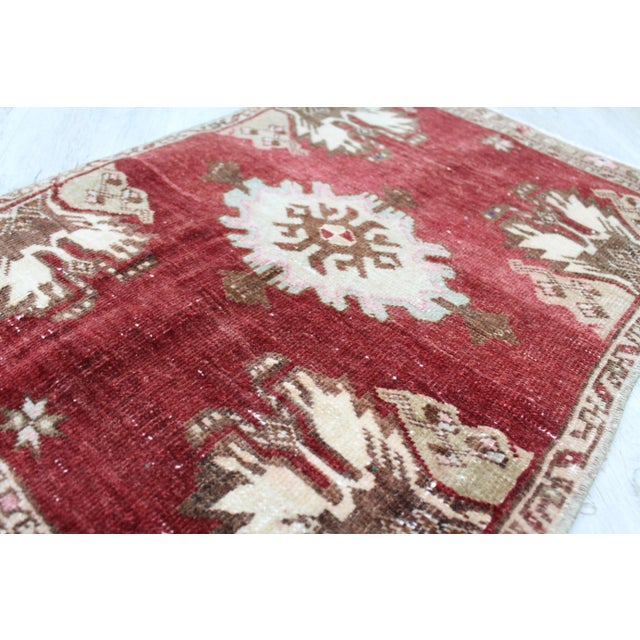 Textile Small Sized Vintage Turkish Rug - 21.5"x32" For Sale - Image 7 of 10