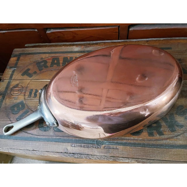 Metal Antique Heinrichs Copper & Sterling Silver Oval Sauté Pan For Sale - Image 7 of 10