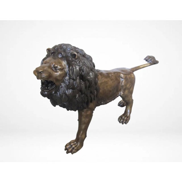 2020s Pair of Monumental Bronze Lions For Sale - Image 5 of 10