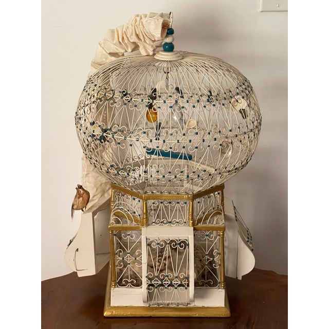 1950s Gorgeous French Antique Domed Wire Bird Cage Display For Sale - Image 5 of 7