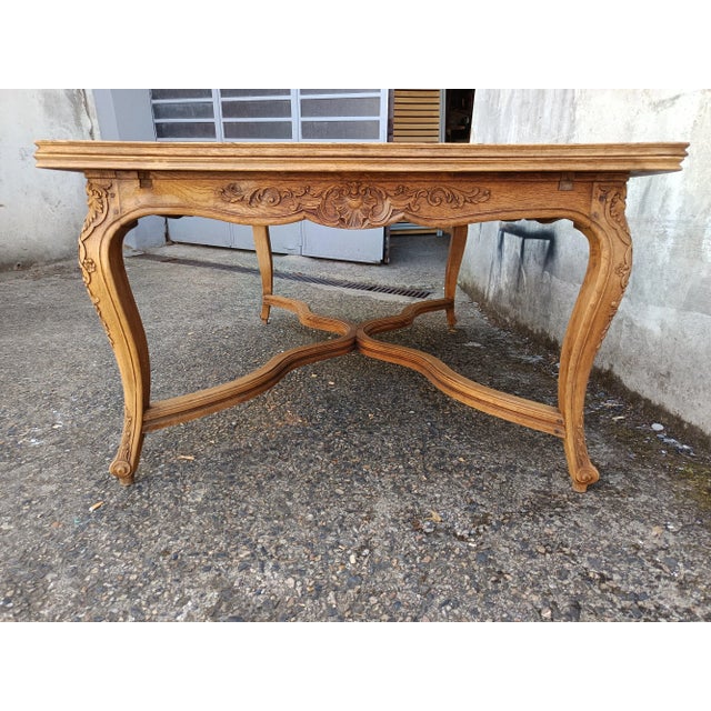 Wood Louis XVI Oak Extendable Table, 1950s For Sale - Image 7 of 18