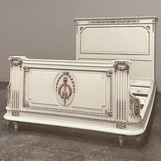 Antique Italian Neoclassical Painted Queen Bed For Sale In Dallas - Image 6 of 18