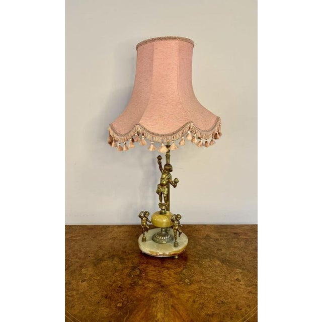 Edwardian Onyx and Gilded Brass Table Lamp, 1910s For Sale - Image 6 of 6