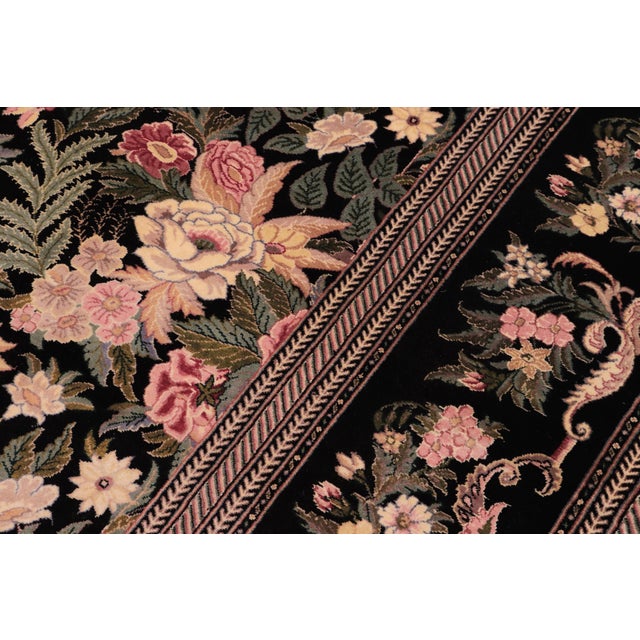 1990s Shabby Chic David Pak-Persian Black/Red Wool Rug - 10'1'' X 13'10'' For Sale - Image 5 of 8