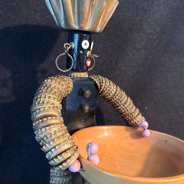 Folk Art Serving Dish Figure 1968 For Sale - Image 6 of 8