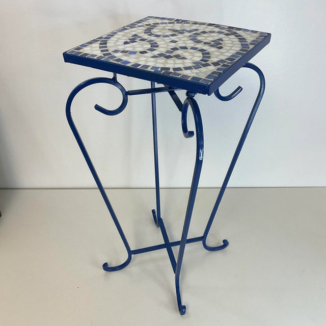 1980s 1980s Vintage Outdoor Garden Mosaic Tile Drinks Table, Newly Painted For Sale - Image 5 of 9