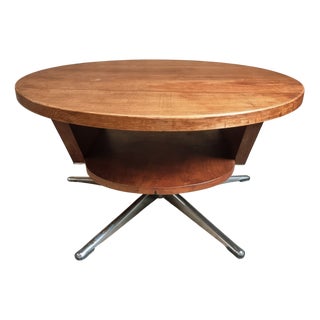 Vintage French Cherry Wood Coffee Table with Rotating Top, 1960s For Sale