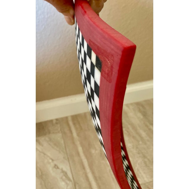 Contemporary Postmodern Memphis Style Fused Art Glass Checkered Platter - Signed Rw For Sale - Image 3 of 5
